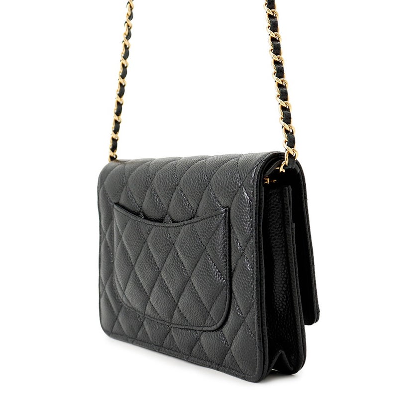 シャネル チェーンウォレット クラシック マトラッセ ココマーク キャビアスキン AP0250 CHANEL 財布 黒