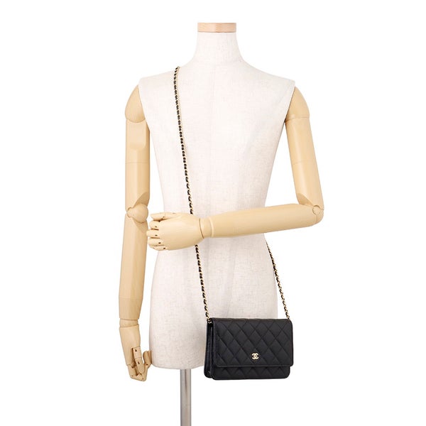 シャネル チェーンウォレット クラシック マトラッセ ココマーク キャビアスキン AP0250 CHANEL 財布 黒