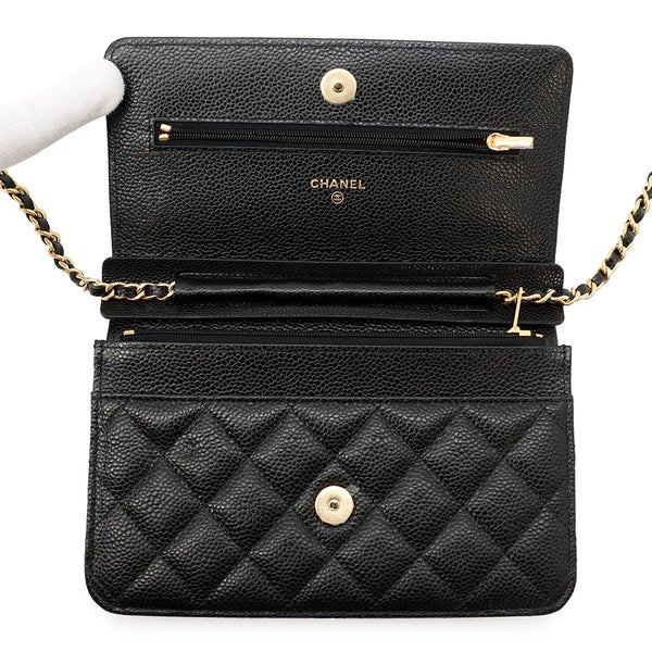 シャネル チェーンウォレット クラシック マトラッセ ココマーク キャビアスキン AP0250 CHANEL 財布 黒