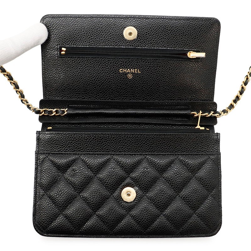 シャネル チェーンウォレット クラシック マトラッセ ココマーク キャビアスキン AP0250 CHANEL 財布 黒