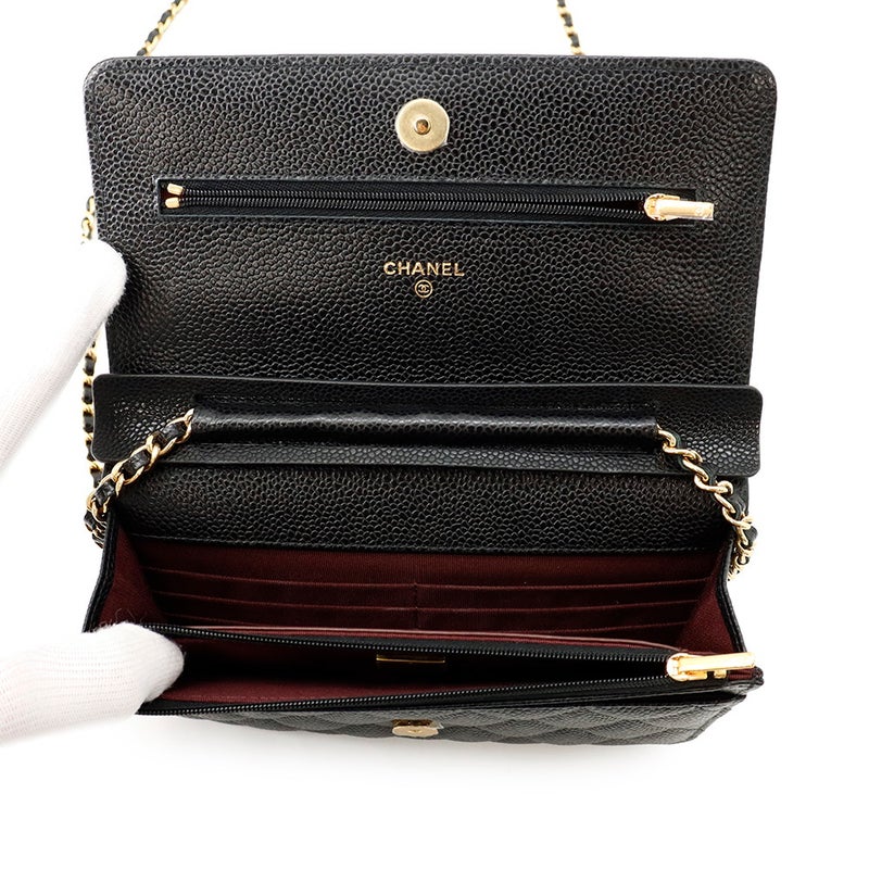シャネル チェーンウォレット クラシック マトラッセ ココマーク キャビアスキン AP0250 CHANEL 財布 黒
