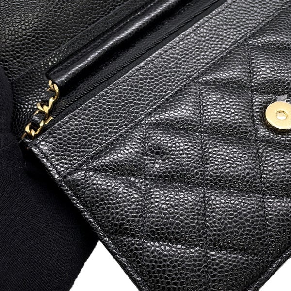 シャネル チェーンウォレット クラシック マトラッセ ココマーク キャビアスキン AP0250 CHANEL 財布 黒