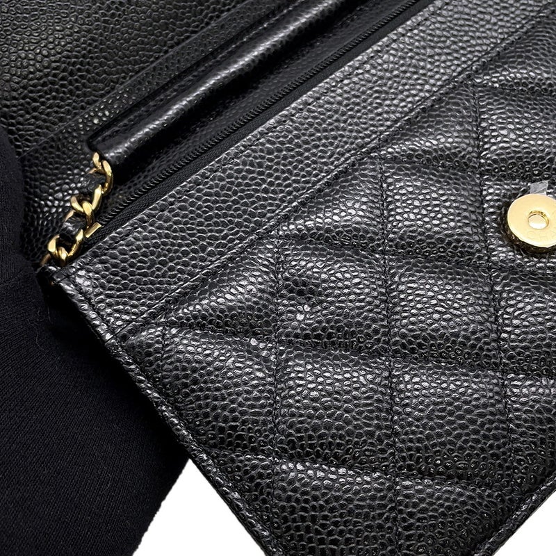 シャネル チェーンウォレット クラシック マトラッセ ココマーク キャビアスキン AP0250 CHANEL 財布 黒