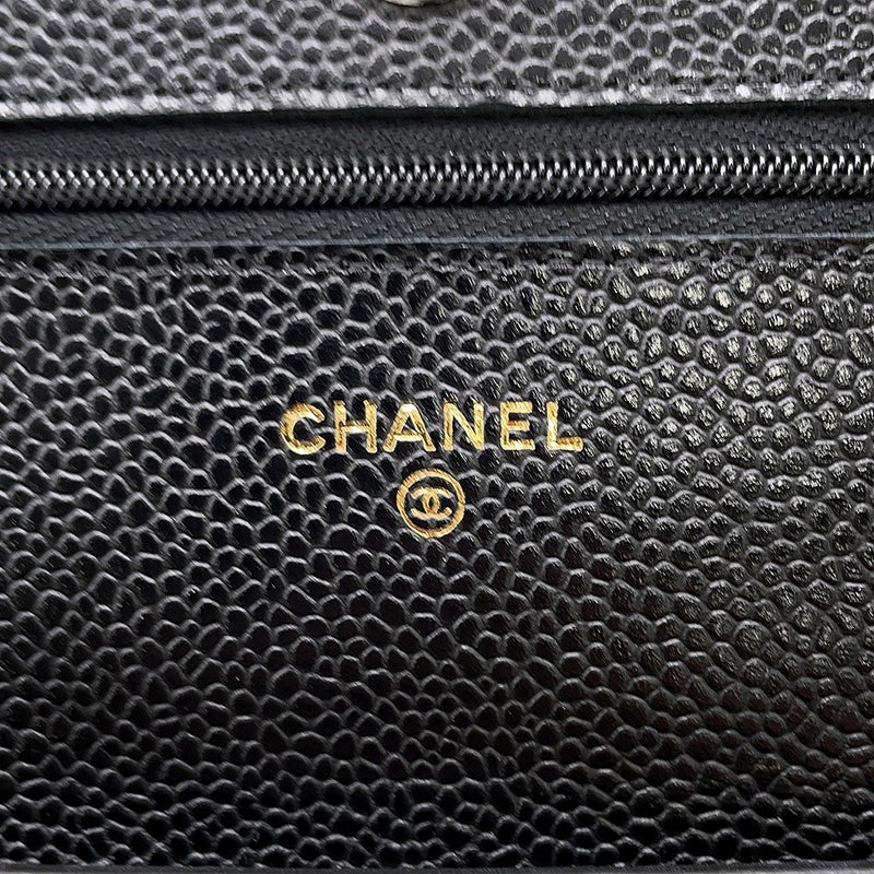 シャネル チェーンウォレット クラシック マトラッセ ココマーク キャビアスキン AP0250 CHANEL 財布 黒
