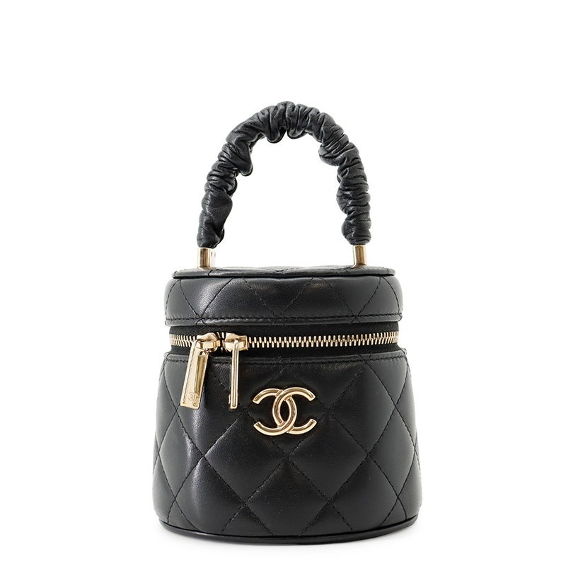 シャネル ハンドバッグ ミニ バニティバッグ マトラッセ ココマーク ラムスキン AP2729 CHANEL 黒