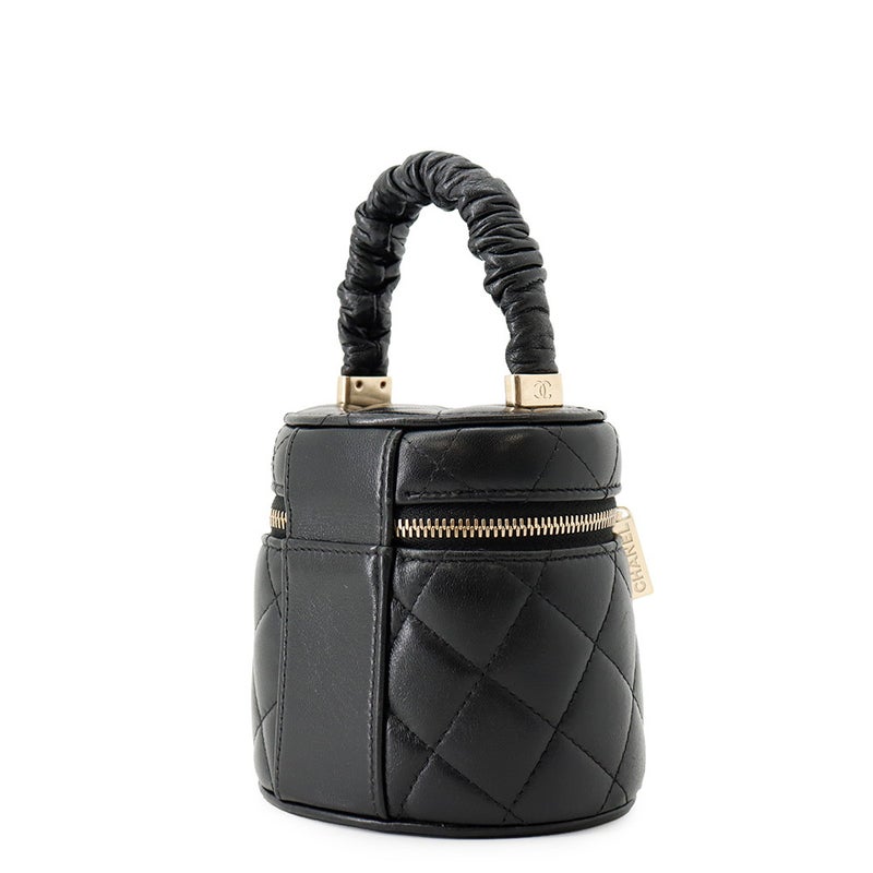 シャネル ハンドバッグ ミニ バニティバッグ マトラッセ ココマーク ラムスキン AP2729 CHANEL 黒