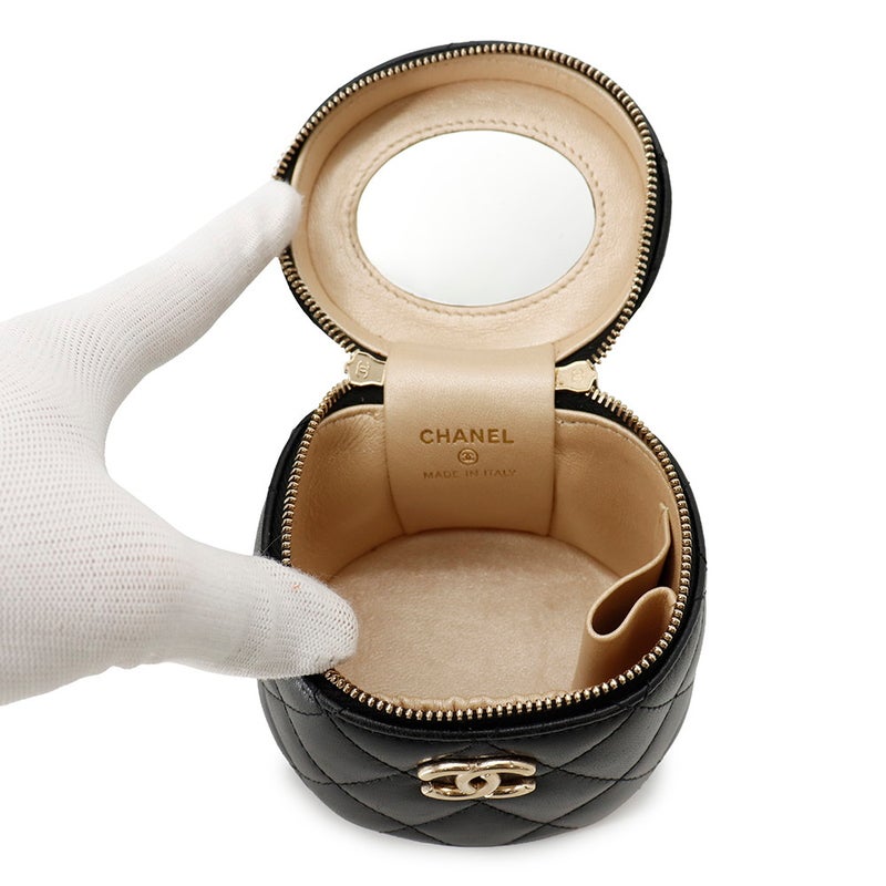シャネル ハンドバッグ ミニ バニティバッグ マトラッセ ココマーク ラムスキン AP2729 CHANEL 黒