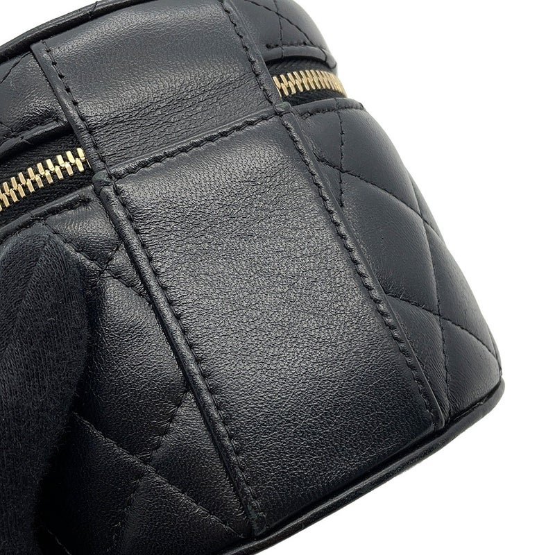 シャネル ハンドバッグ ミニ バニティバッグ マトラッセ ココマーク ラムスキン AP2729 CHANEL 黒