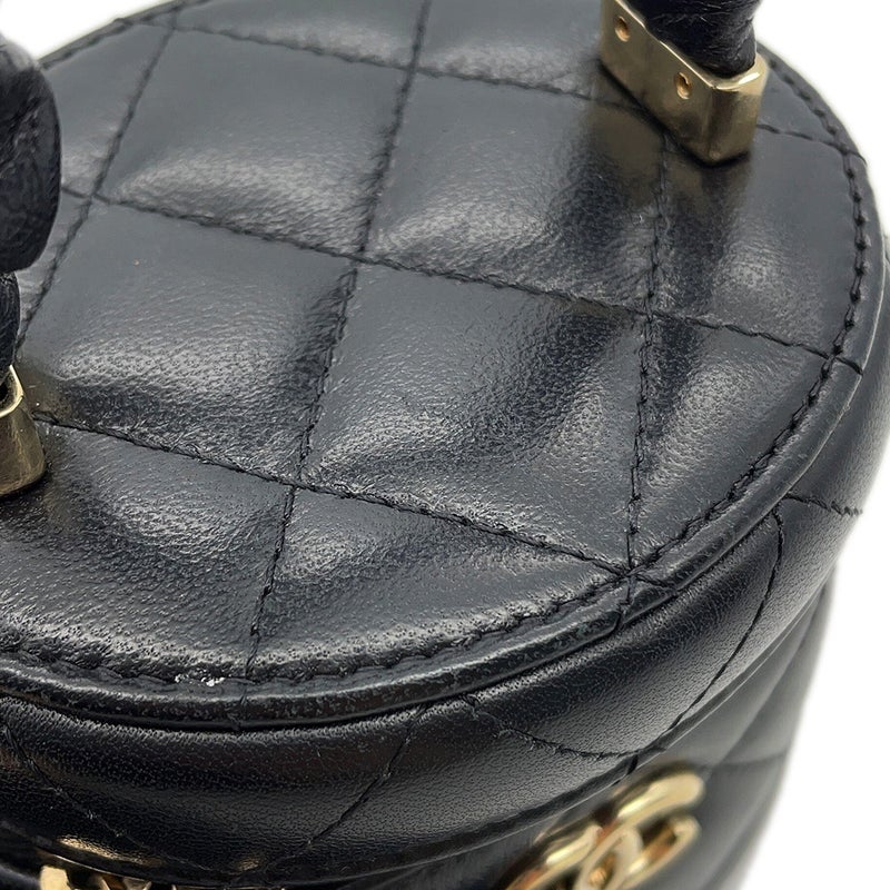 シャネル ハンドバッグ ミニ バニティバッグ マトラッセ ココマーク ラムスキン AP2729 CHANEL 黒