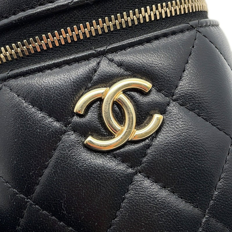 シャネル ハンドバッグ ミニ バニティバッグ マトラッセ ココマーク ラムスキン AP2729 CHANEL 黒