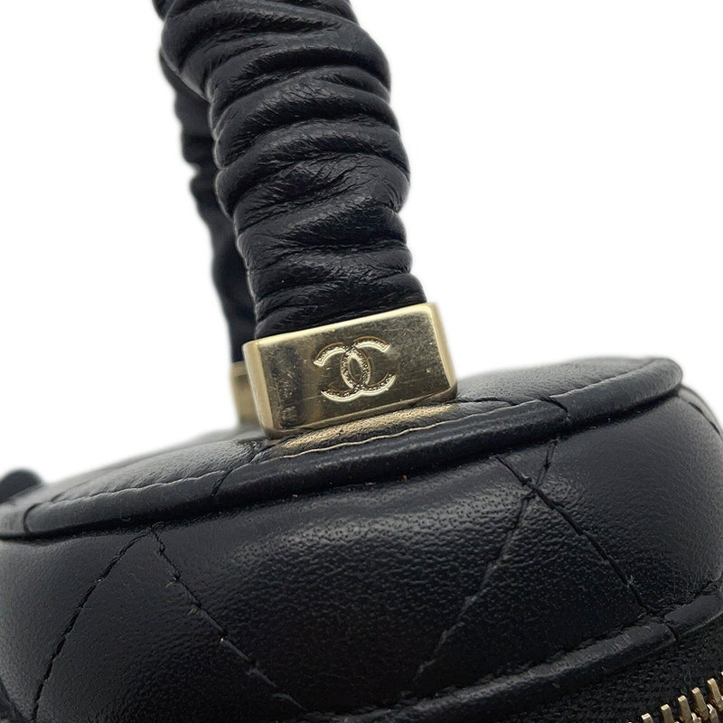 シャネル ハンドバッグ ミニ バニティバッグ マトラッセ ココマーク ラムスキン AP2729 CHANEL 黒