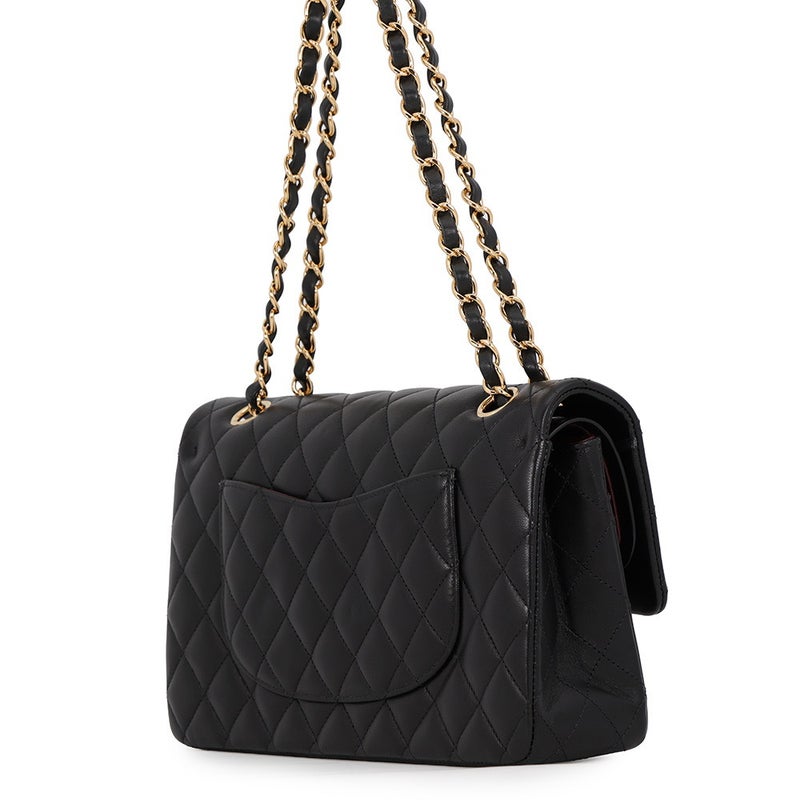 シャネル チェーンショルダーバッグ クラシック マトラッセ25 ココマーク ダブルチェーン ラムスキン A01112 CHANEL 黒