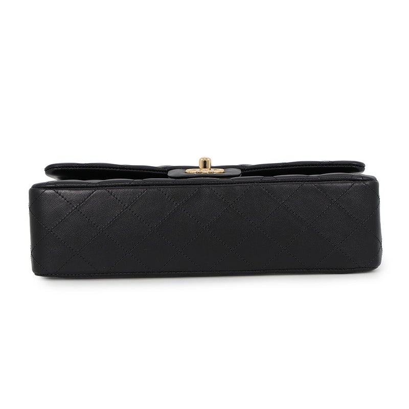 シャネル チェーンショルダーバッグ クラシック マトラッセ25 ココマーク ダブルチェーン ラムスキン A01112 CHANEL 黒