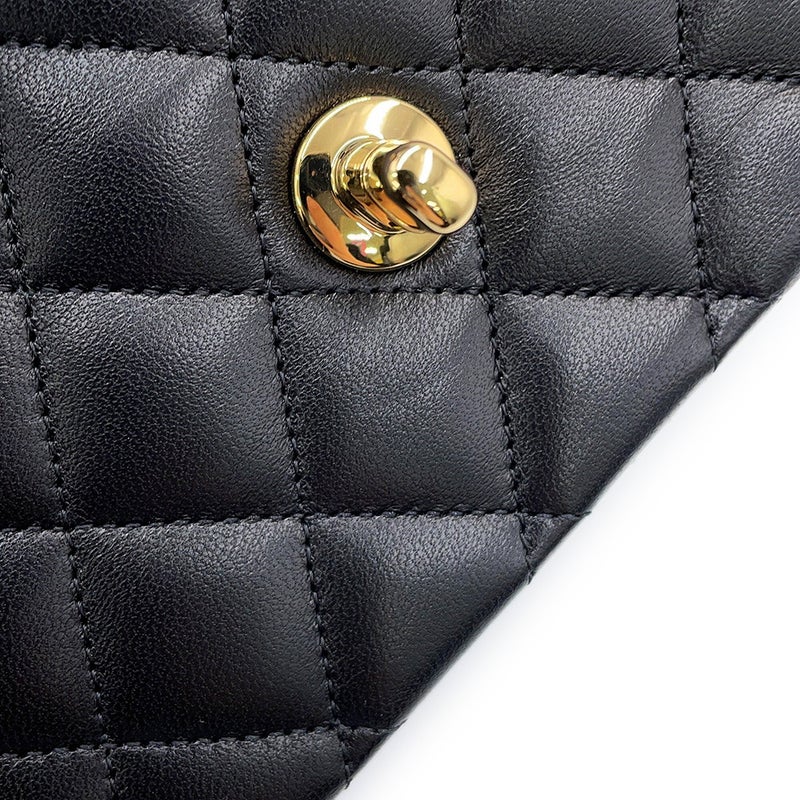 シャネル チェーンショルダーバッグ クラシック マトラッセ25 ココマーク ダブルチェーン ラムスキン A01112 CHANEL 黒