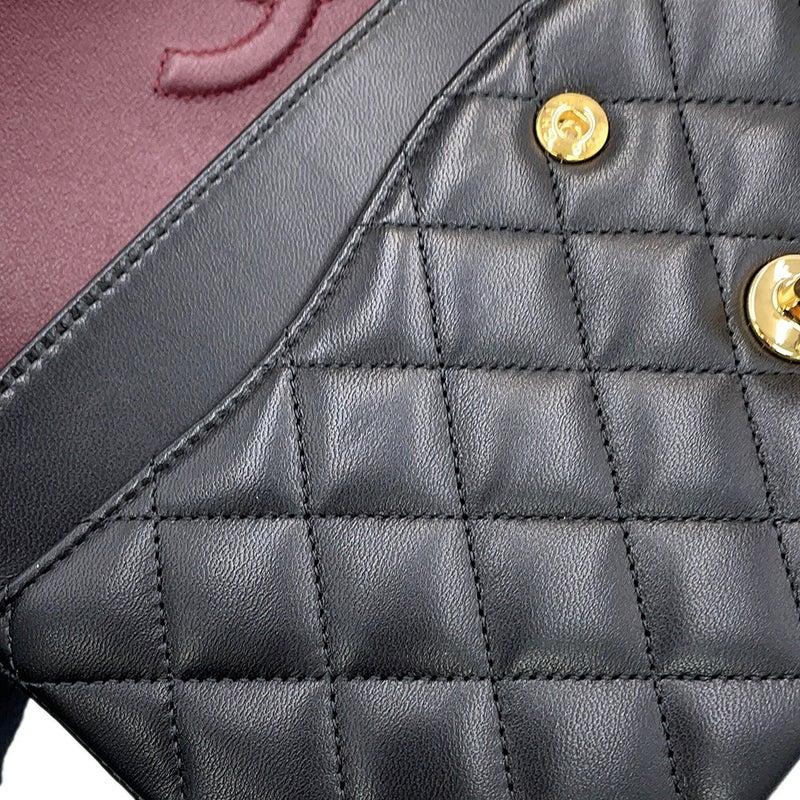 シャネル チェーンショルダーバッグ クラシック マトラッセ25 ココマーク ダブルチェーン ラムスキン A01112 CHANEL 黒