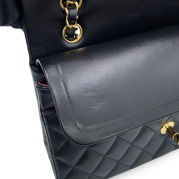 シャネル チェーンショルダーバッグ クラシック マトラッセ25 ココマーク ダブルチェーン ラムスキン A01112 CHANEL 黒