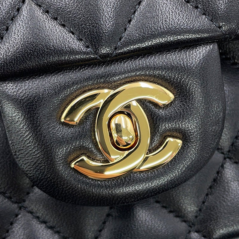 シャネル チェーンショルダーバッグ クラシック マトラッセ25 ココマーク ダブルチェーン ラムスキン A01112 CHANEL 黒