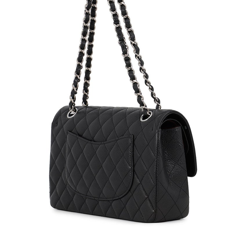 シャネル チェーンショルダーバッグ マトラッセ25 ココマーク ダブルチェーン キャビアスキン A01112 CHANEL 黒