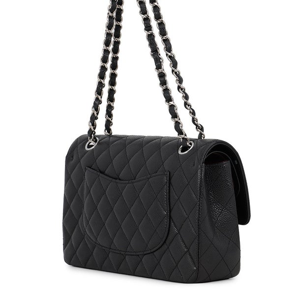シャネル チェーンショルダーバッグ マトラッセ25 ココマーク ダブルチェーン キャビアスキン A01112 CHANEL 黒