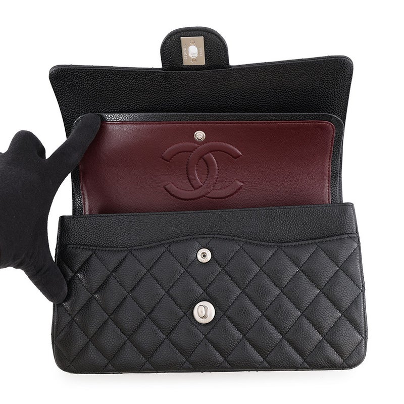 シャネル チェーンショルダーバッグ マトラッセ25 ココマーク ダブルチェーン キャビアスキン A01112 CHANEL 黒