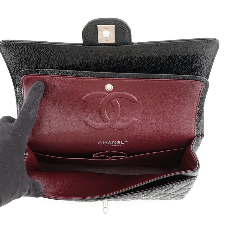 シャネル チェーンショルダーバッグ マトラッセ25 ココマーク ダブルチェーン キャビアスキン A01112 CHANEL 黒