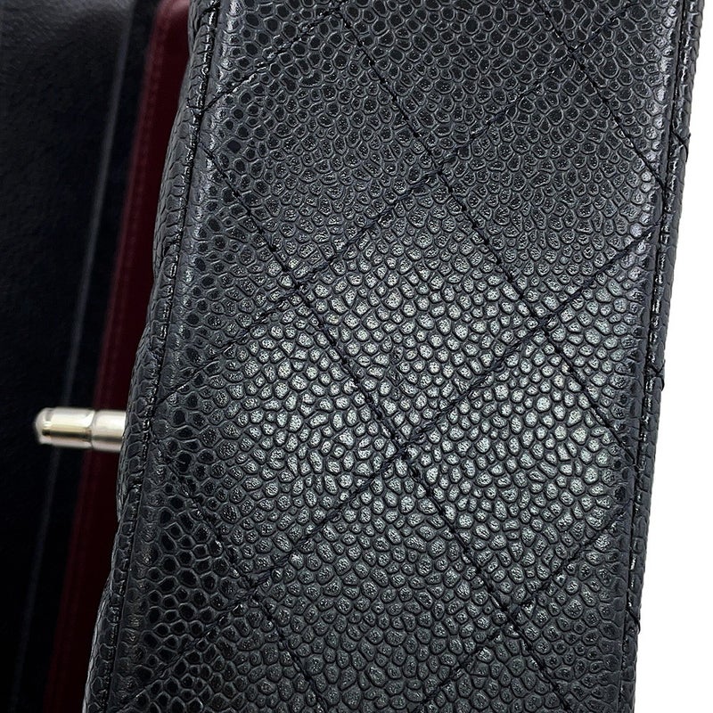シャネル チェーンショルダーバッグ マトラッセ25 ココマーク ダブルチェーン キャビアスキン A01112 CHANEL 黒