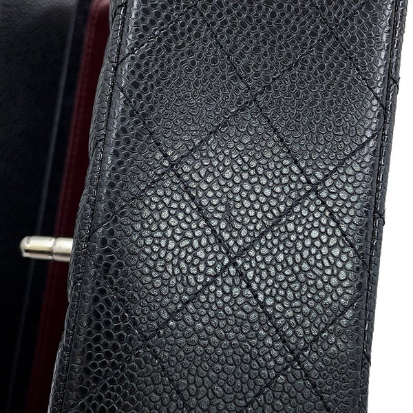 シャネル チェーンショルダーバッグ マトラッセ25 ココマーク ダブルチェーン キャビアスキン A01112 CHANEL 黒