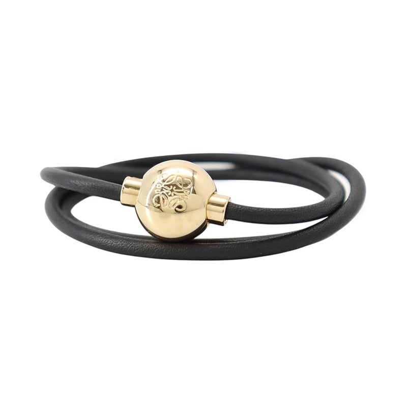 ロエベ ブレスレット ぺブル レザー サイズM JJ07240X01 LOEWE アクセサリー 黒