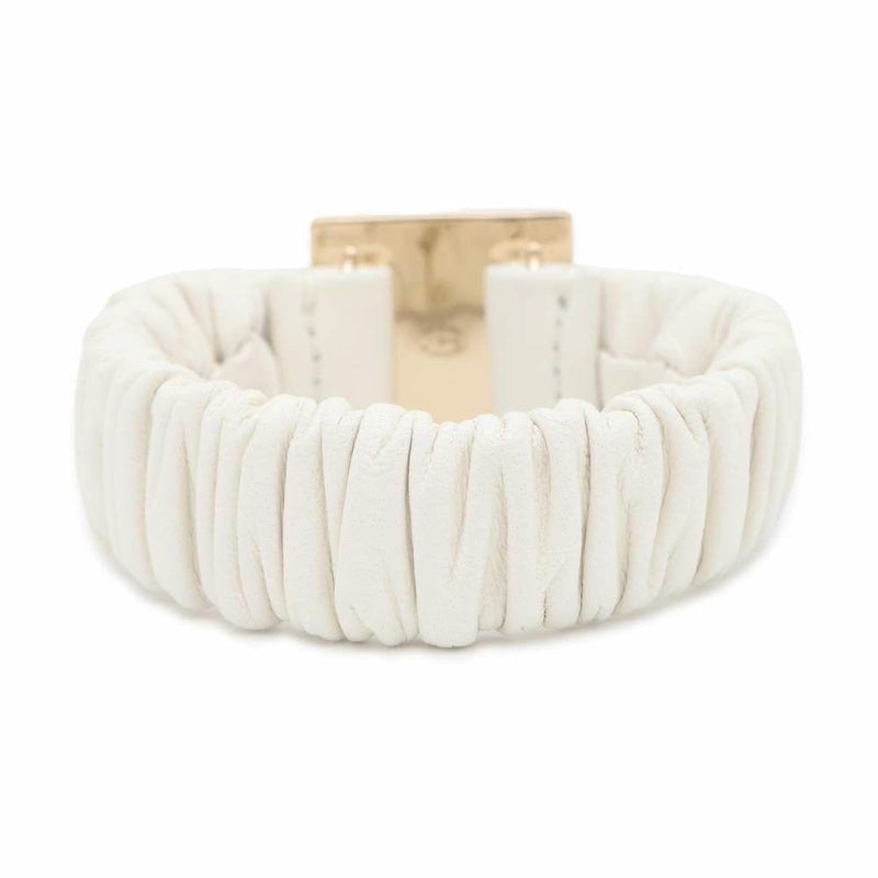 シャネル ヘアゴム シュシュ ココマーク ラムスキン CHANEL ヘアアクセサリー 白