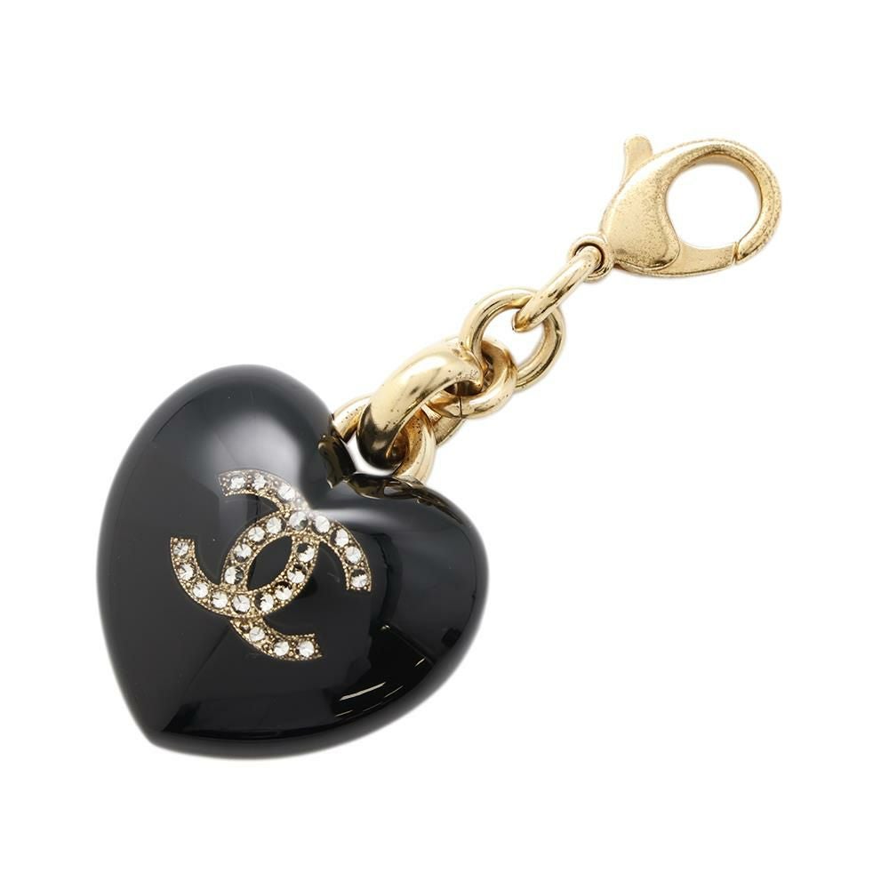 シャネル キーホルダー ココマーク ハート チャーム D21 P CHANEL 黒