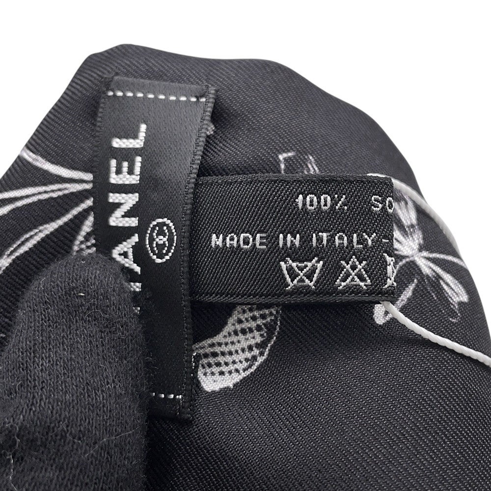 シャネル スカーフ ロゴ ココマーク シルク CHANEL シルクスカーフ 黒