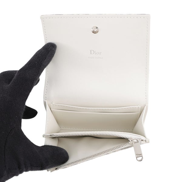 クリスチャン・ディオール コインケース Promenade Glycine ウォレット オブリーク ジャカード S2508PUQY_M074 財布 白