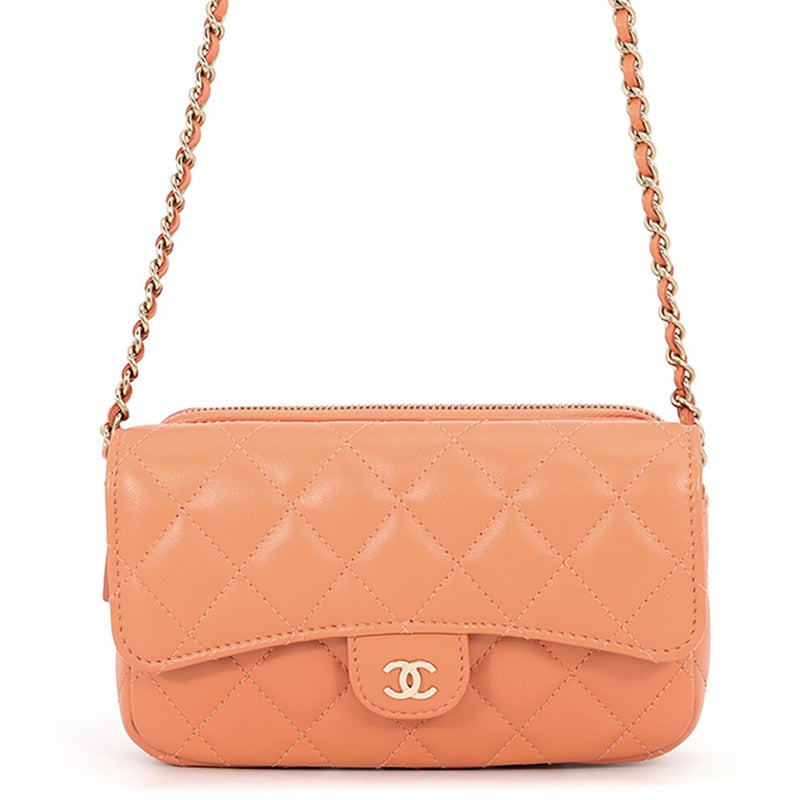 シャネル チェーンショルダーバッグ フラップ フォンケース マトラッセ ココマーク ラムスキン AP2096 CHANEL ポシェット