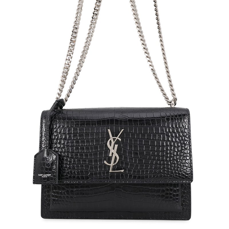 サンローランパリ チェーンショルダーバッグ サンセット ミディアム 型押しレザー 442906 SAINT LAURENT PARIS 黒