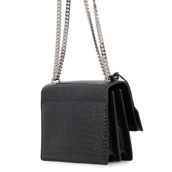 サンローランパリ チェーンショルダーバッグ サンセット ミディアム 型押しレザー 442906 SAINT LAURENT PARIS 黒