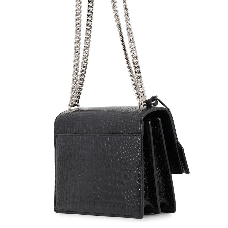 サンローランパリ チェーンショルダーバッグ サンセット ミディアム 型押しレザー 442906 SAINT LAURENT PARIS 黒