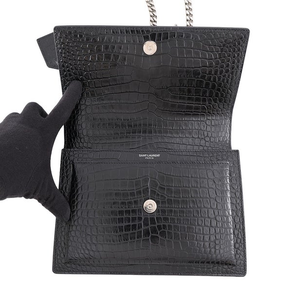サンローランパリ チェーンショルダーバッグ サンセット ミディアム 型押しレザー 442906 SAINT LAURENT PARIS 黒