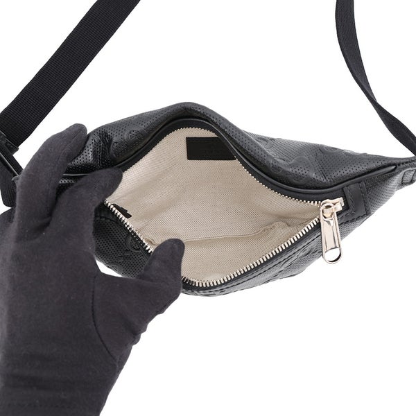 グッチ ボディバッグ GGエンボス ベルトバッグ レザー 658582 GUCCI バッグ ウエストバッグ 黒