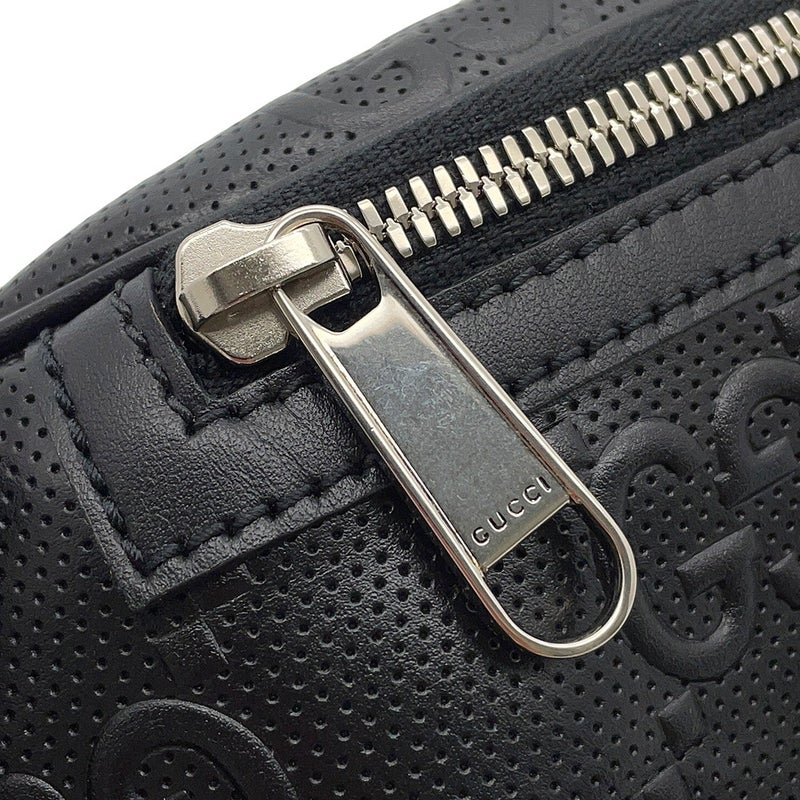 グッチ ボディバッグ GGエンボス ベルトバッグ レザー 658582 GUCCI バッグ ウエストバッグ 黒