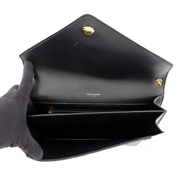 サンローランパリ ショルダーバッグ ギャビー サッチェル ラムスキン 668863 SAINT LAURENT PARIS 黒 白