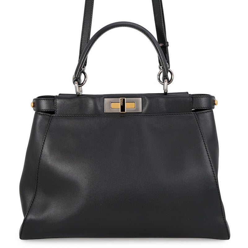 フェンディ ハンドバッグ ピーカブー レギュラー レザー 8BN226 FENDI 2wayショルダーバッグ 黒