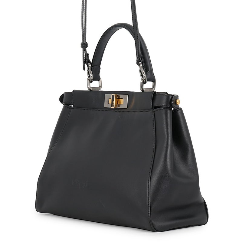 フェンディ ハンドバッグ ピーカブー レギュラー レザー 8BN226 FENDI 2wayショルダーバッグ 黒