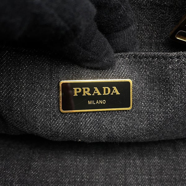 プラダ トートバッグ カナパ CANAPA ミディアム デニム 1BG642 PRADA 黒