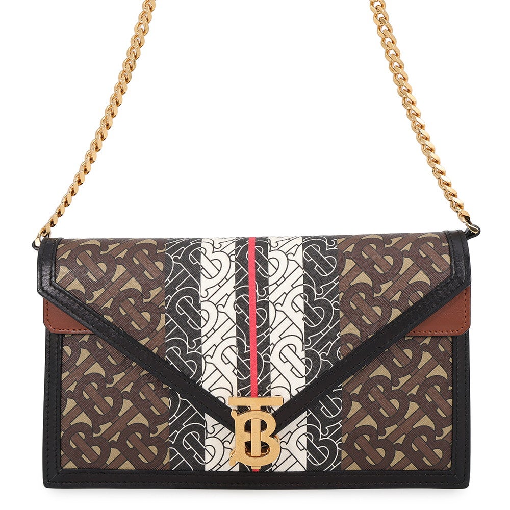 【極美品！希少】BURBERRY モノグラム TBロゴ チェーンウォレット バーバリー チェーンショルダーバッグ TBモノグラム PVC レザー