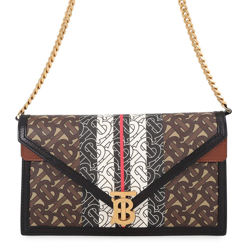 バーバリー チェーンショルダーバッグ TBモノグラム PVC レザー BURBERRY 黒