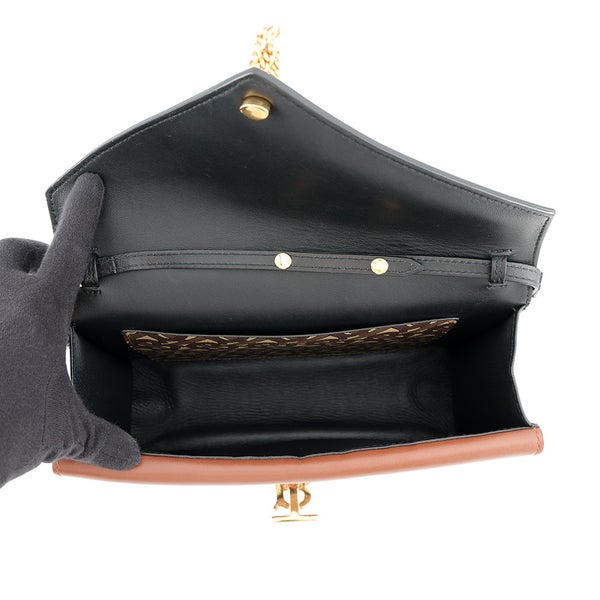 バーバリー チェーンショルダーバッグ TBモノグラム PVC レザー BURBERRY 黒