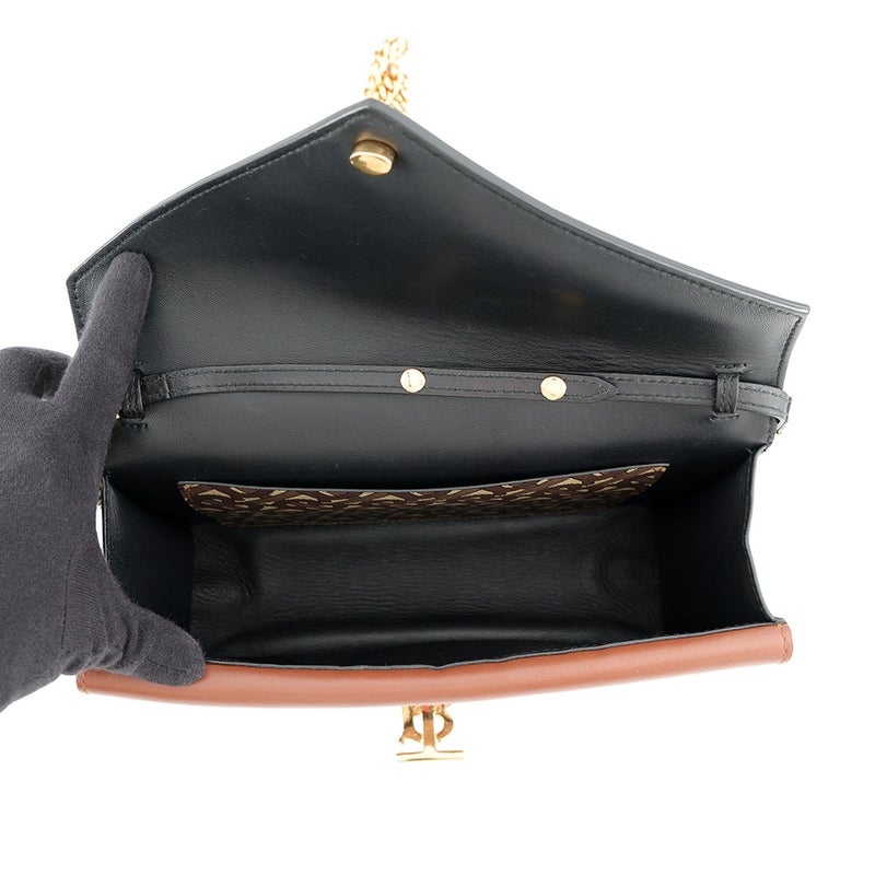 バーバリー チェーンショルダーバッグ TBモノグラム PVC レザー BURBERRY 黒