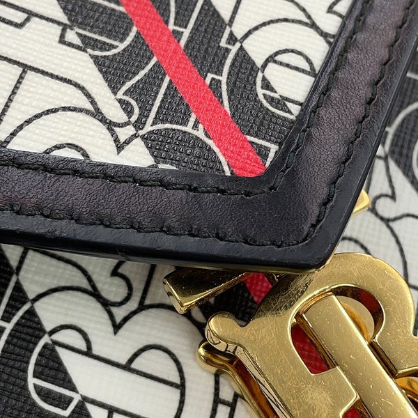 バーバリー チェーンショルダーバッグ TBモノグラム PVC レザー BURBERRY 黒