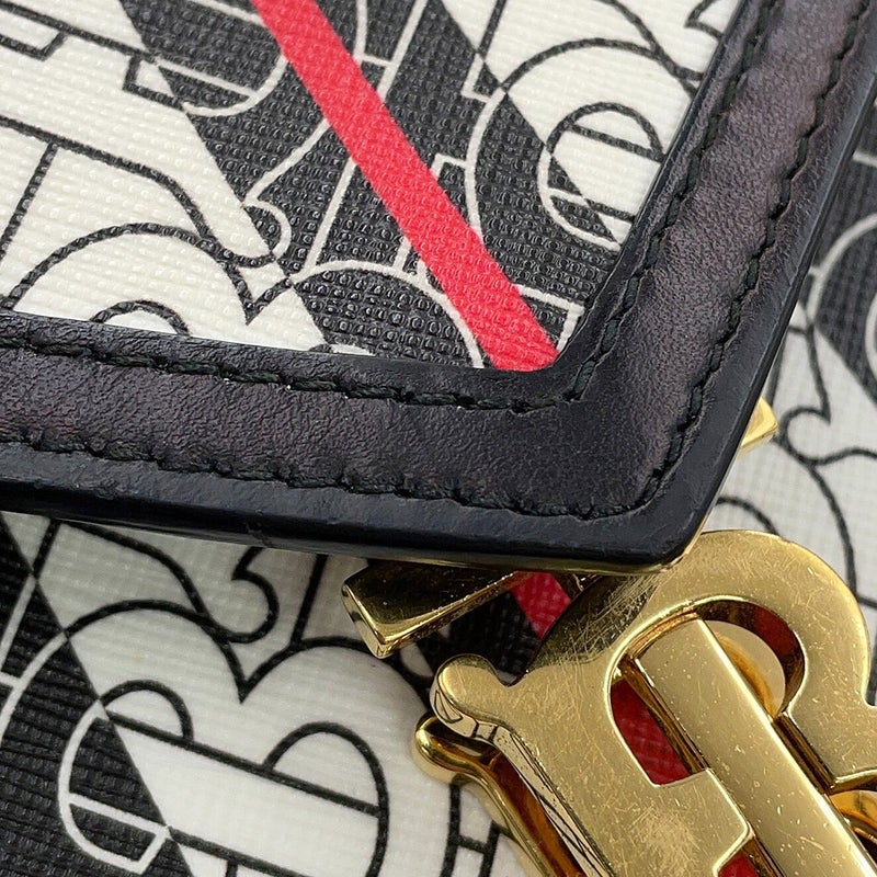 バーバリー チェーンショルダーバッグ TBモノグラム PVC レザー BURBERRY 黒