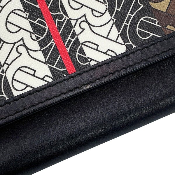 バーバリー チェーンショルダーバッグ TBモノグラム PVC レザー BURBERRY 黒